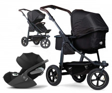 TFK mono 2 schwarz Luftrad Kinderwagen Set + Cybex Babyschale Cloud T