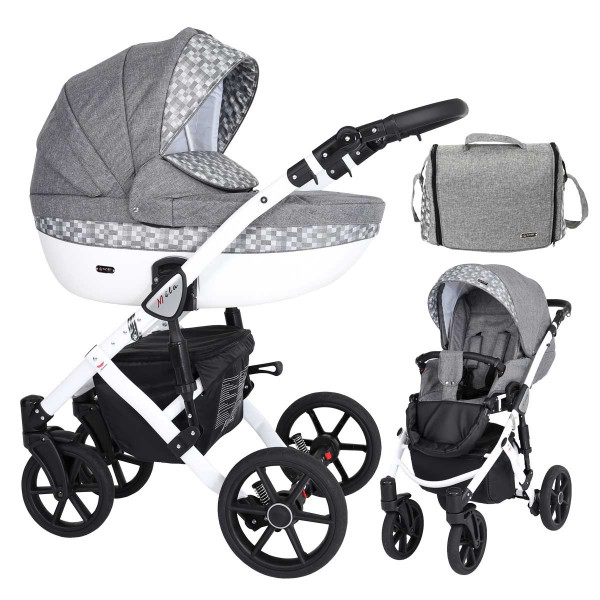 vorm Uitmaken Phalanx Kunert Kinderwagen Mila Black Frame MI-15-W gray check