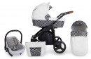 Kombi Kinderwagen Rotax Hellgrau-3D - Gestell schwarz