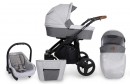 Kombi Kinderwagen Rotax Grau-Hellgrau - Gestell schwarz