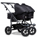 TFK duo Zwillings- Kombi Kinderwagen mit Luftrad-Set schwarz